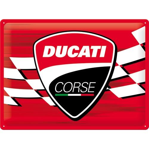 Tin Sign 30 X 40 Cm NOSTALGIC ART Ducati Corse - Logo Racing Flag