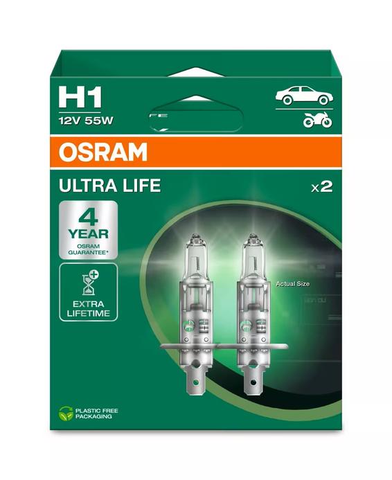 2 ampoules OSRAM ULTRALIFE H1 12V DUOBOX