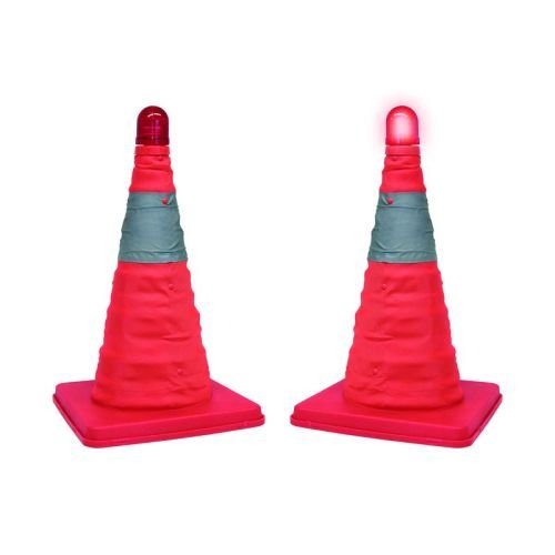 Cône de sécurité haute visibilité pliable avec led clignotante CARPOINT