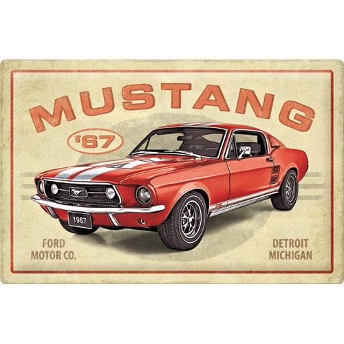 Tin Sign 40X60Cm Ford Mustang NOSTALGIC ART Gt 1967 Red