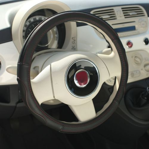 Couvre-volant CUSTOMAGIC Premium Cuir Noir/Rouge