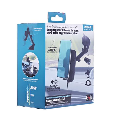 Pack support motorisé 3 en 1 + chargeur allume-cigare + câble USB-C 