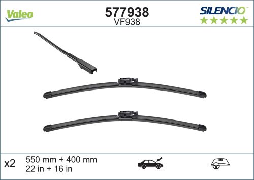 2 Balais d'essuie-glace VALEO Silencio VF938