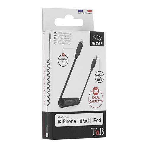 Câble twist USB vers Lightning 1m TNB - noir
