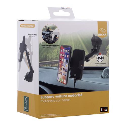 Pack support motorisé 3 en 1 + chargeur allume-cigare + câble USB-C TNB - noir
