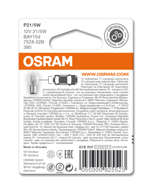 2 Ampoules OSRAM P21/5W Original 12V