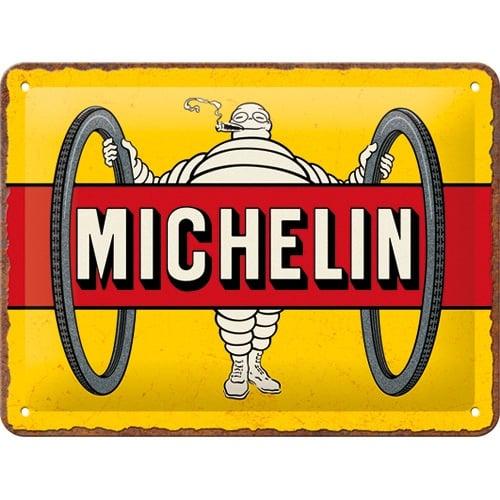 Plaque 15 x 20cm NOSTALGIC ART Michelin - Tyres Bibendum Yellow