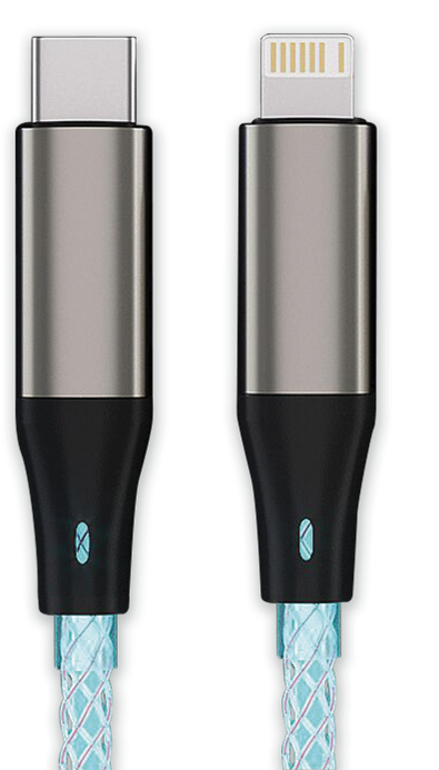 CORDON LUMINEUX CHARGE  + DATA USB A / TYPE C RDI NOIR