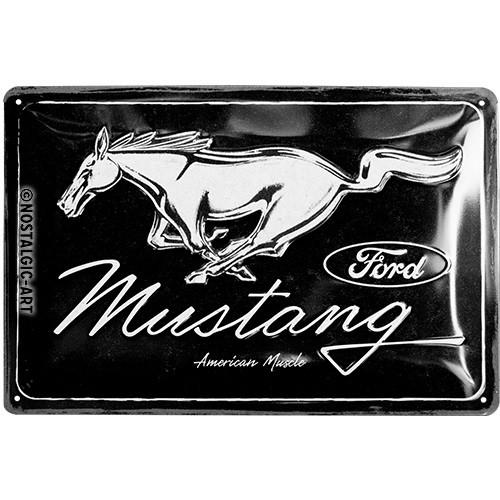 Plaque 20 x 30  Ford Mustang NOSTALGIC ART Horse Logo Black