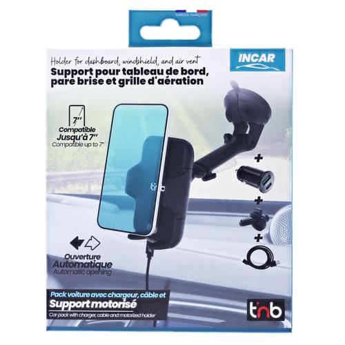 Pack support motorisé 3 en 1 + chargeur allume-cigare + câble USB-C 
