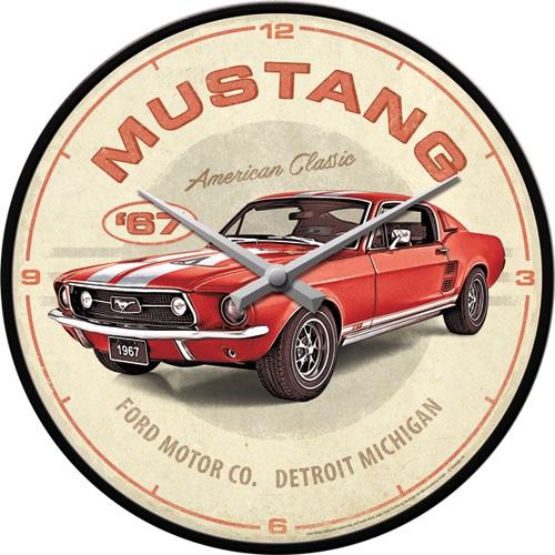 Wall Clock Ford Mustang NOSTALGIC ART Gt 1967 Red