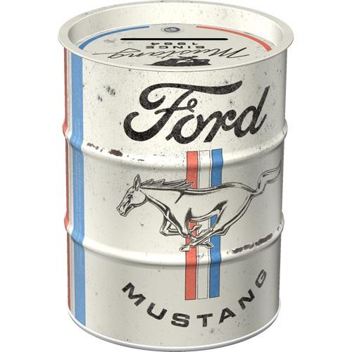 Money Box Oil Barrel Ford Mustang NOSTALGIC ART - Horse & Stripes Logo