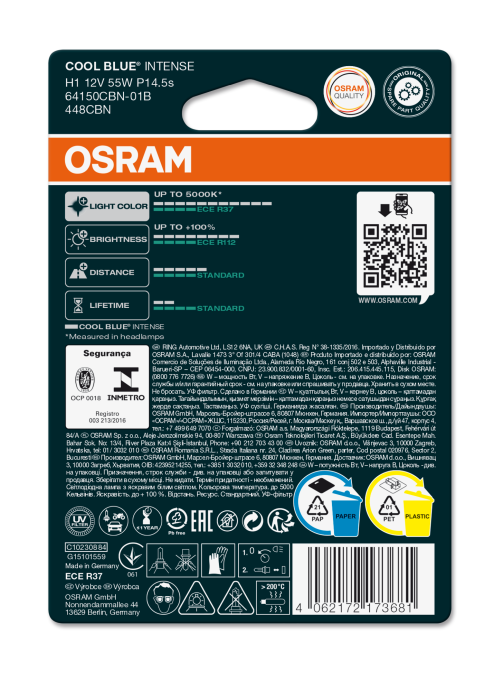 1 Ampoule OSRAM H1 Cool Blue® Intense NextGeneration 12V