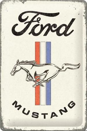 Plaque 20x30 cm Ford Mustang NOSTALGIC ART Horse & Stripes Logo