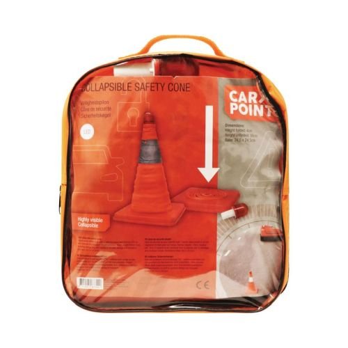 Cône de sécurité haute visibilité pliable avec led clignotante CARPOINT