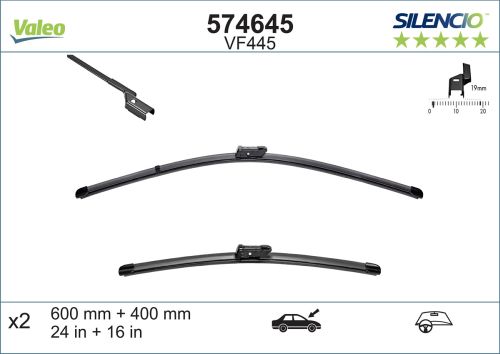 2 Balais d'essuie-glace VALEO Silencio VF445