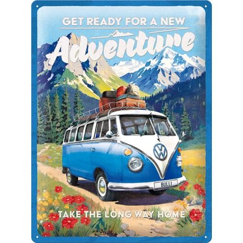 Tin Sign 30 X 40 Cm NOSTALGIC ART Vw Bulli - Ready For A New Adventure