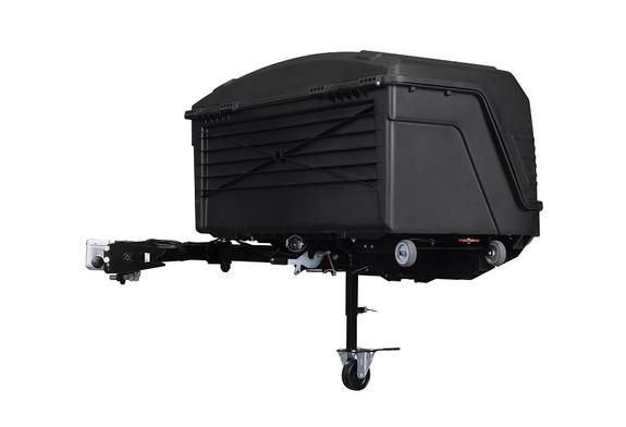 Coffre d'attelage 330 litres TOWBOX Camper Noir sur bras articulé COURT 